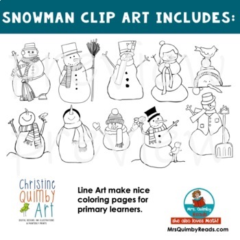 Snowman | Clip Art | Digital Art | Winter Theme by MrsQuimbyReads