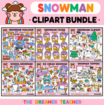 Preview of Snowmen Clipart Bundle | Winter Graphics | Melting Snowman, School, Toppers