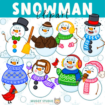 Snowman Clipart {Winter Snowman} by Muggy Studio | TPT