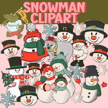 Snowman Clipart, clipart for winter and Christmas by On the bayou-teacher