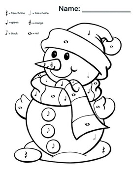 Snowman Color By Note by Ms Music 101 | TPT