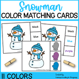 Winter Snowman Color Matching Clip Cards Preschool Kindergarten