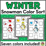 Winter Snowman Sort by Color Activity for Preschool