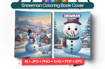 Preview of Snowman Coloring Book Cover, Premium digital coloring book cover