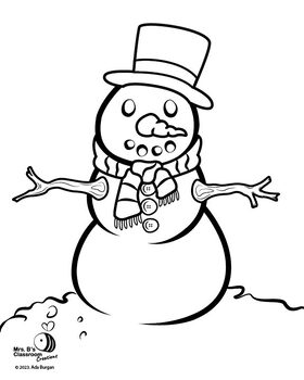 Snowman Coloring Page by Mrs Bs Classroom Creations | TPT