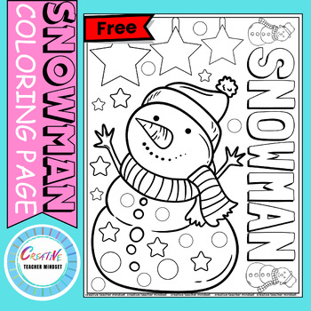 Preview of Snowman Coloring Sheet, Winter Activities, FREEBIE