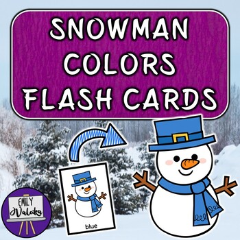 Preview of Snowman Colors Flash Cards - Winter Color Vocabulary for ESL, Special Education