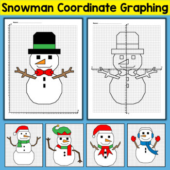 Preview of Snowman Coordinate Graphing Mystery Pictures - Snowman Winter Math