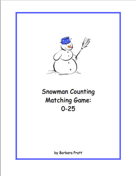Preview of Snowman Counting Matching Game: 0-25 eBook