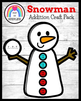 Preview of Snowman Craft, Addition: Winter Activity for Kindergarten Math Center