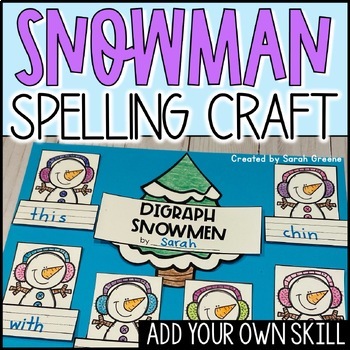 Preview of Winter Spelling or Phonics Activity with Editable Title
