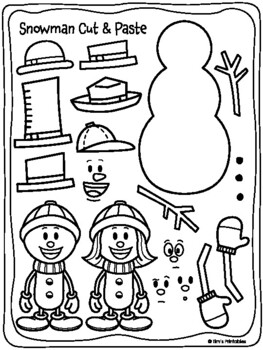 Snowman Cut and Paste Activity PDF by Tim's Printables | TpT