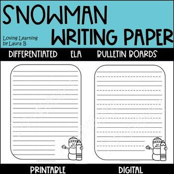 Preview of Snowman Differentiated Writing Paper Primary - Printable & Digital