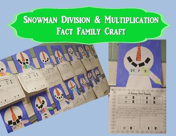 Preview of Snowman Division Fact Family and Story Problem Craft