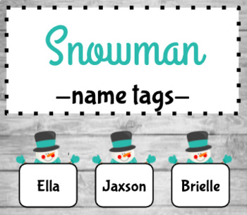 Preview of Snowman Door Decor Name Tags - EDITABLE