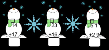 Preview of Snowman Double Digit Addition Smartboard