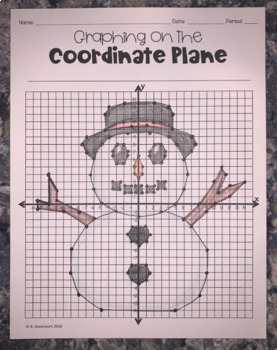 Preview of Snowman EMOJI Graphing on the Coordinate Plane Mystery Picture