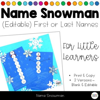 Preview of Snowman Editable Names Activity Winter