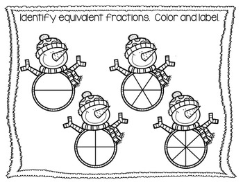 FREEBIE: Snowman Equivalent Fractions {Color It} by I Love My Classroom