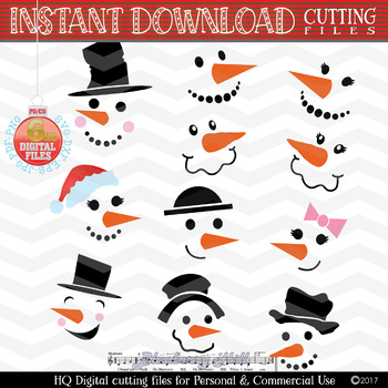 Snowman Faces SVG - Snowman Svg - Christmas bundle SVG by Blueberry ...