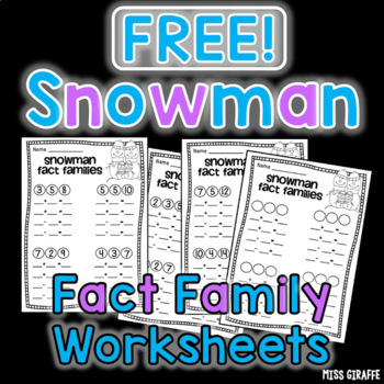 Preview of Free Snowman Fact Families