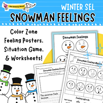 Preview of Snowman Feelings Winter SEL Activities | Writing, Matching, Drawing, & Game!
