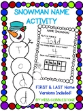 Snowman First or Last Name Winter Math & Literacy Craft (P