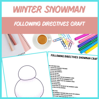 Preview of Snowman Following Directives Craft- Winter, Speech, Language | Digital Resource