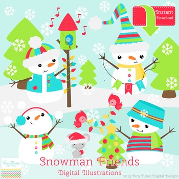 Snowman Friends Clip art by J and G Design Studio | TpT