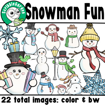 Snowman Fun Winter ClipArt by ScribbleGarden | TPT