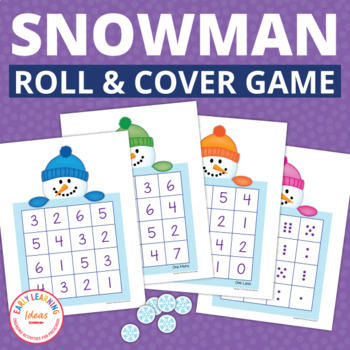 Preview of Snowman Game | Snowman Math Activity | Snowman Roll and Cover
