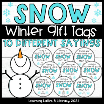 Preview of Snowman Gift Tags Winter January Tags Snow Much Fun Teacher Volunteer Student