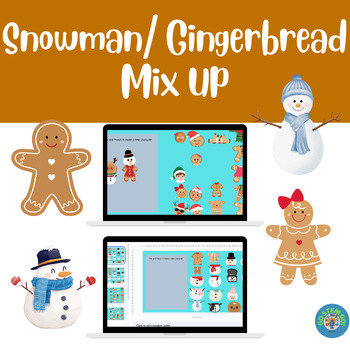 Preview of Snowman/Gingerbread Mix&Match-Technology-No Prep Digital Resource with writing