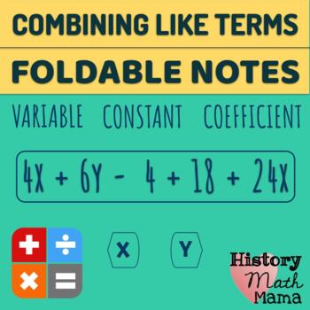 Preview of Combining Like Terms Foldable