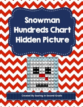 Preview of Snowman Hundreds Chart Hidden Picture Math Numbers Place Value