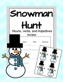 Snowman Hunt. Winter Game. Nouns, Verbs, and Adjectives Review.