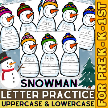 Preview of Snowman Letter Practice Uppercase and Lowercase Trace & Erase Winter Activities
