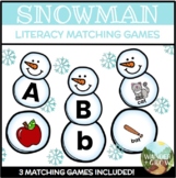 Snowman Literacy Matching Games l Beginning Sounds and Rhy