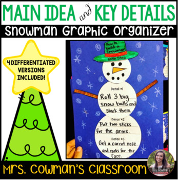 Preview of Snowman Main Idea Graphic Organizer & Craft