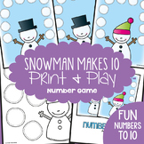 Snowman Makes Ten - Math Center Game for Early Number