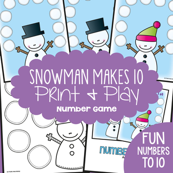 Preview of Snowman Makes Ten - Math Center Game for Early Number