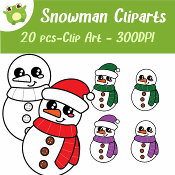 Snowman Man Clip Art Bright 20 Illustrations for Creative Projects by ...
