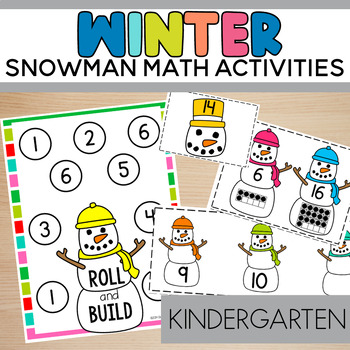 Preview of Winter Snowman Math Activities for Kindergarten