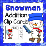Snowman Math Activities Addition Clip Cards