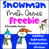 Free Winter Math Activities - Snowman Bump Games Add, Subtract, Multiply, Divide