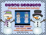 Snowman Math Craftivity: Addition and Subtraction Number Sentences