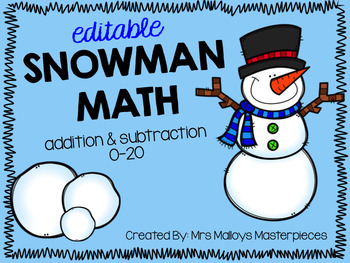 Preview of Snowman Math {{EDITABLE}}