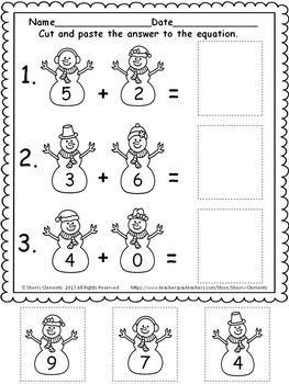 Snowman Addition to 10 FREEBIE by Sherry Clements | TpT