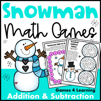 Preview of Fun Winter Math Activities - Snowman Math Games for Addition & Subtraction Facts
