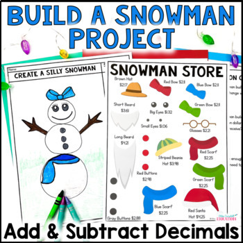 Preview of Snowman Math PBL - Adding and Subtracting Decimals Activity - Winter Math
